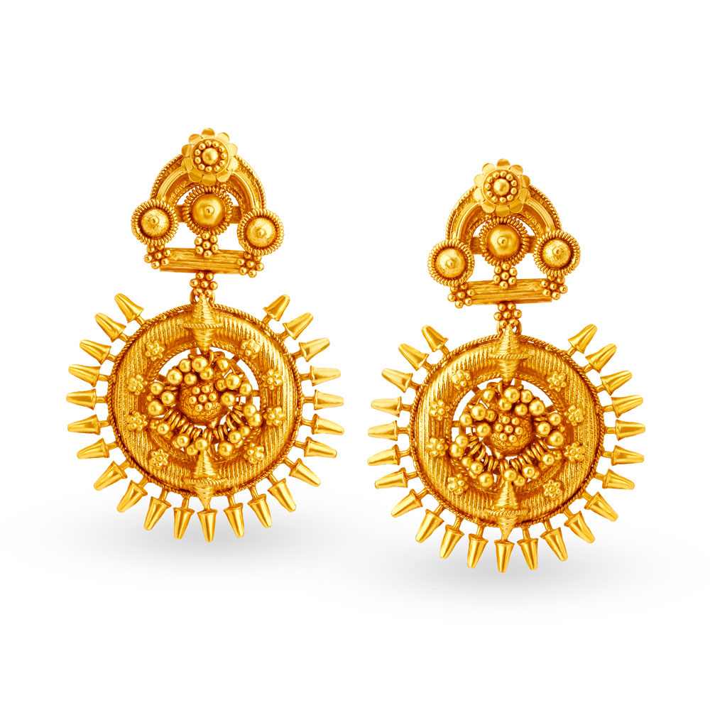 Traditional Gold Jhumka Earrings Design for Ideas Latest Gold Hoop Earring  Design | Gold bridal jewellery sets, Gold earrings designs, Gold bridal  earrings