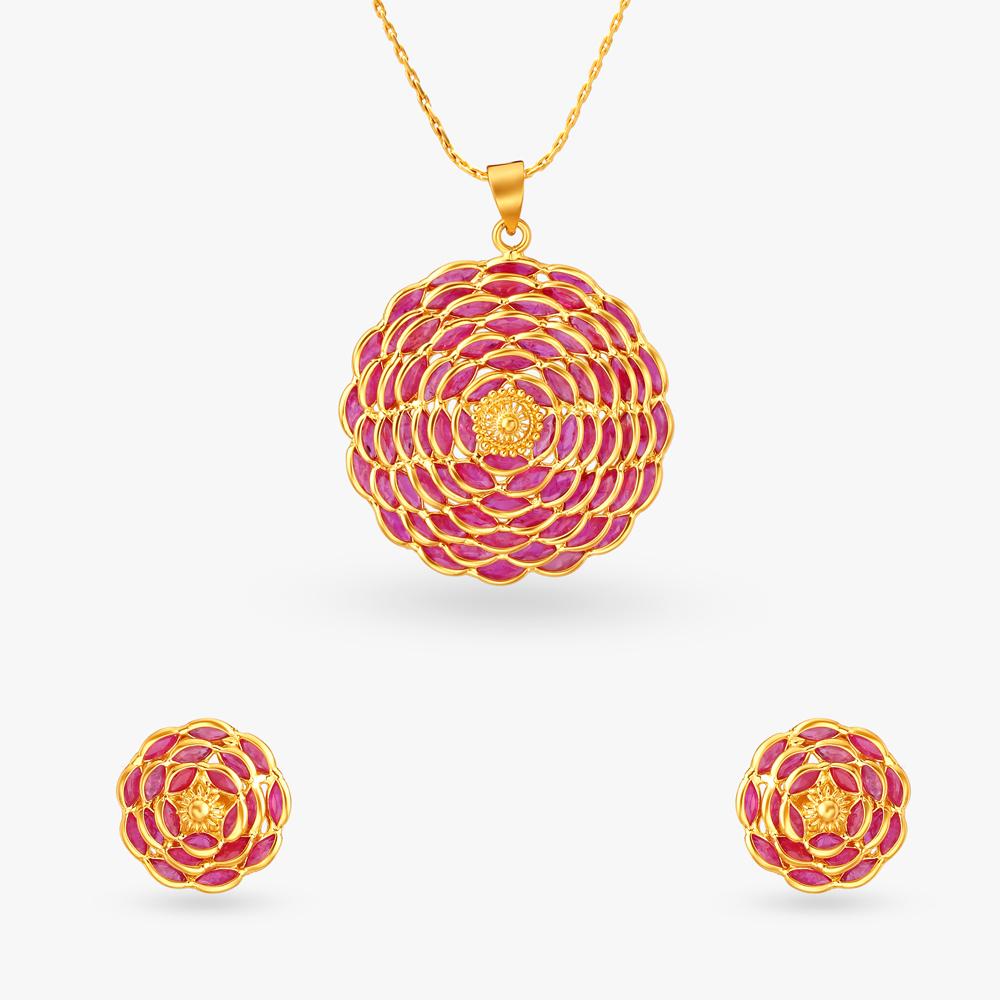 Bloom Pendant and Earrings Set