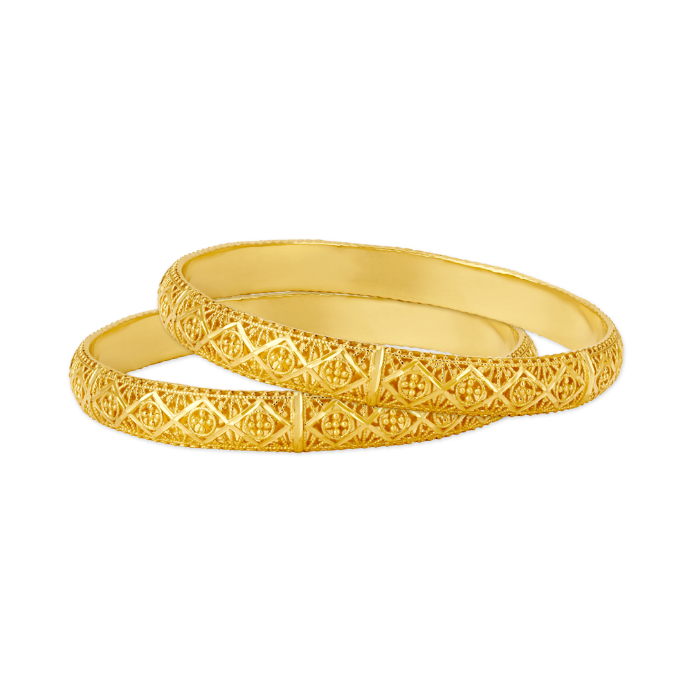 

Sparking Yellow Gold Filigree Bangles