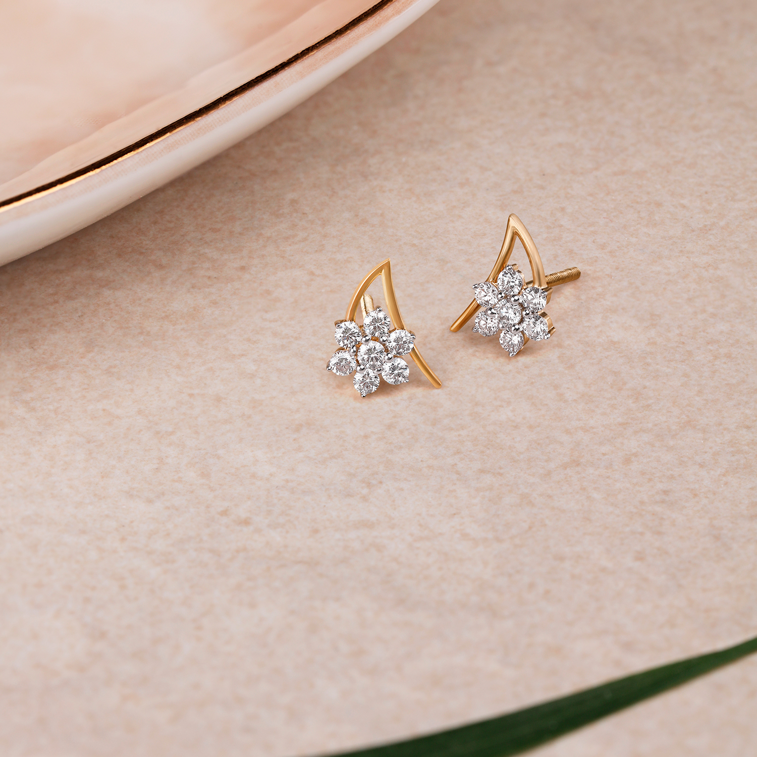 Buy 052 Carat 7 Stone Flower Shaped Diamond Cluster Stud Earrings Online  in India  Etsy