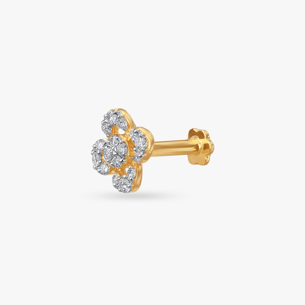 

Floral Glimmer Diamond Nose Pin