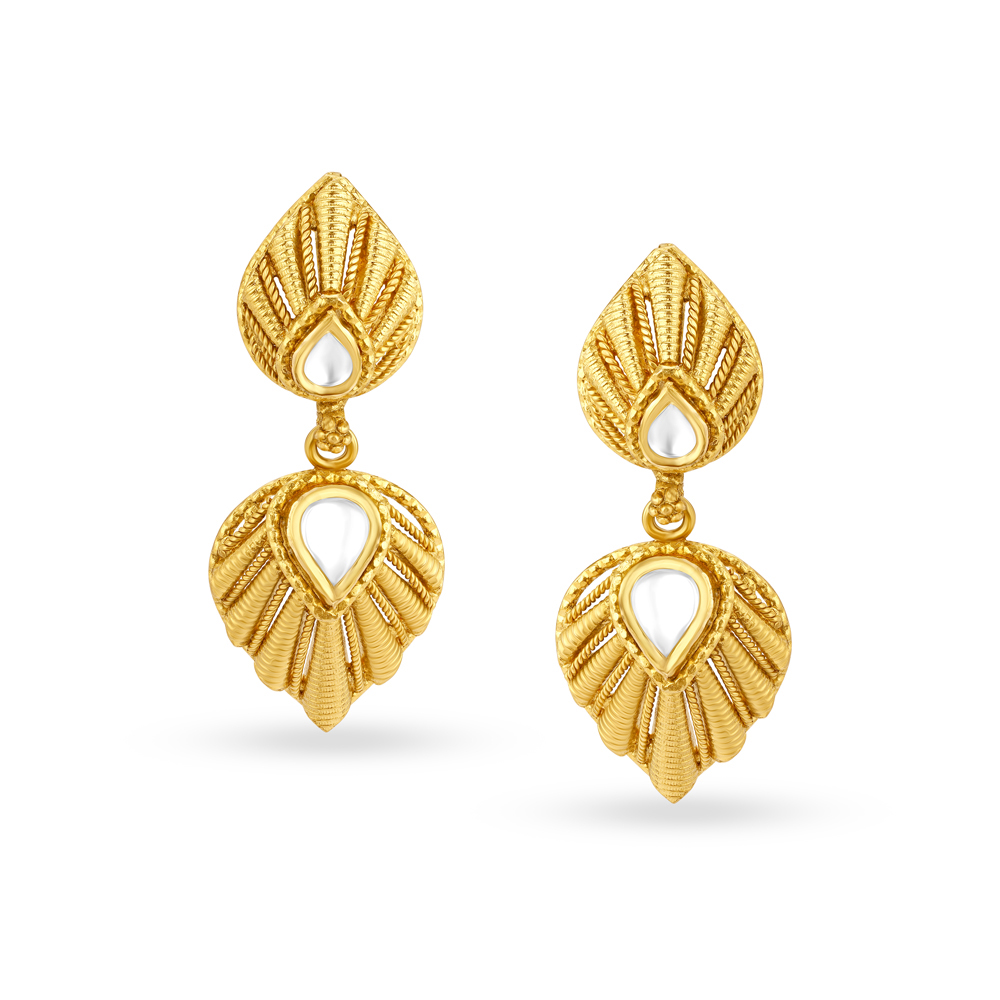 Sublime Leaf Antique Gold Drop Earrings
