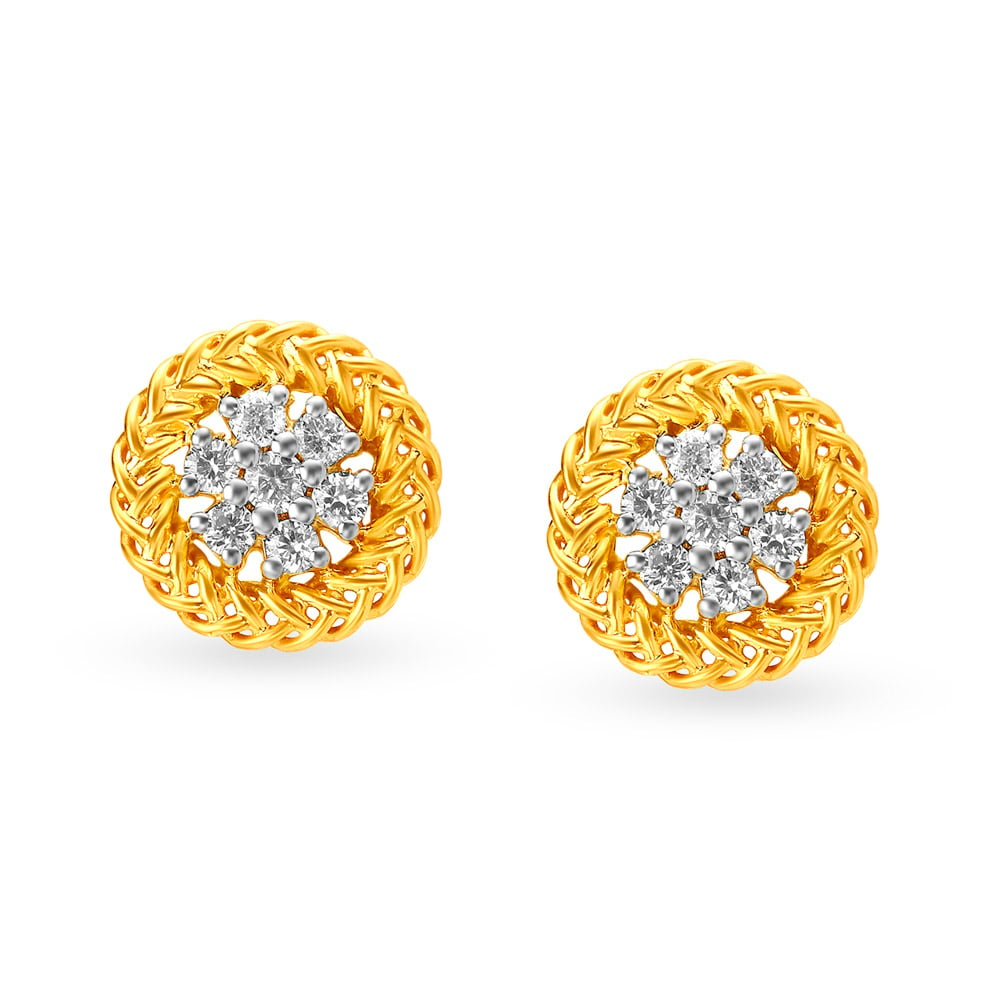 Alluring Floral Diamond Stud Earrings