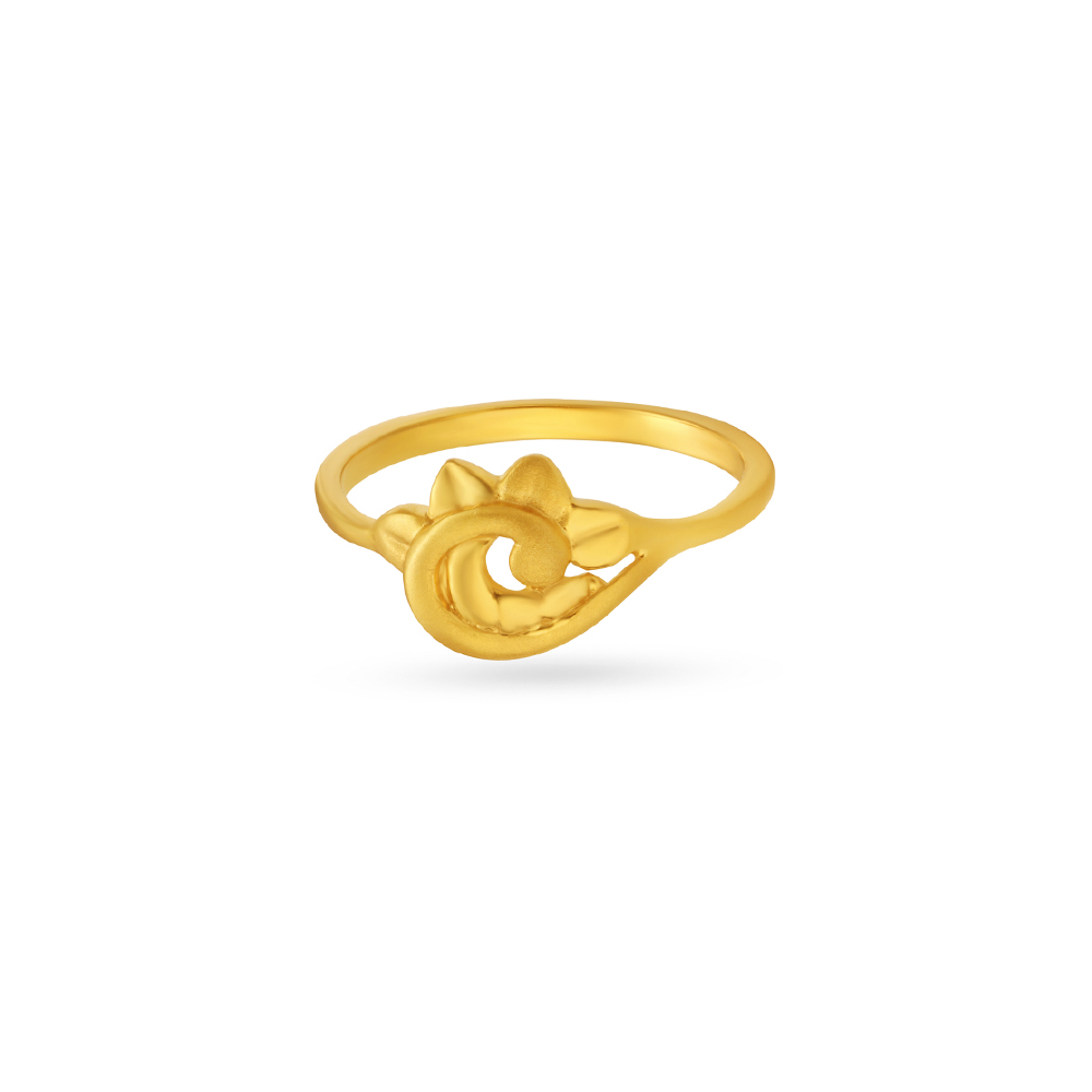 Stylish Floral Gold Finger Ring For Kids