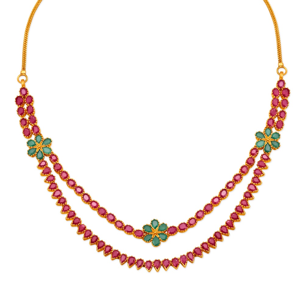 

Queenly Emerald and Ruby Necklace Set