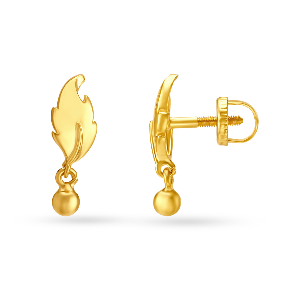 

Dainty Leaf Inspired Gold Drop Earrings