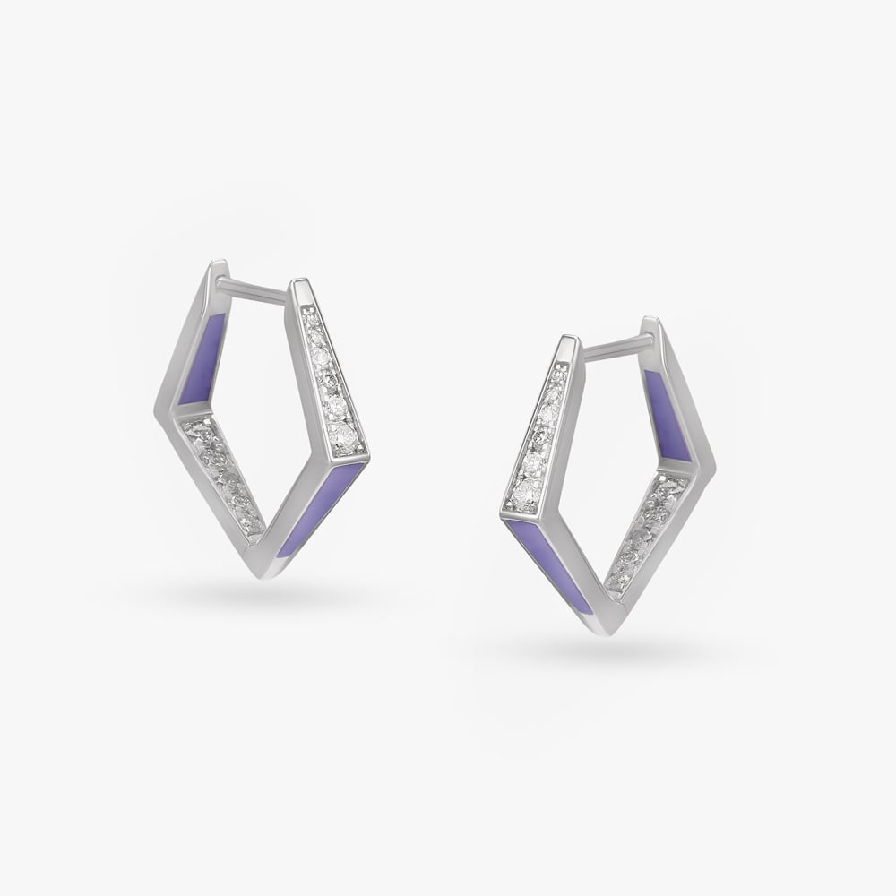 

Chic Angled Diamond Hoop Earrings