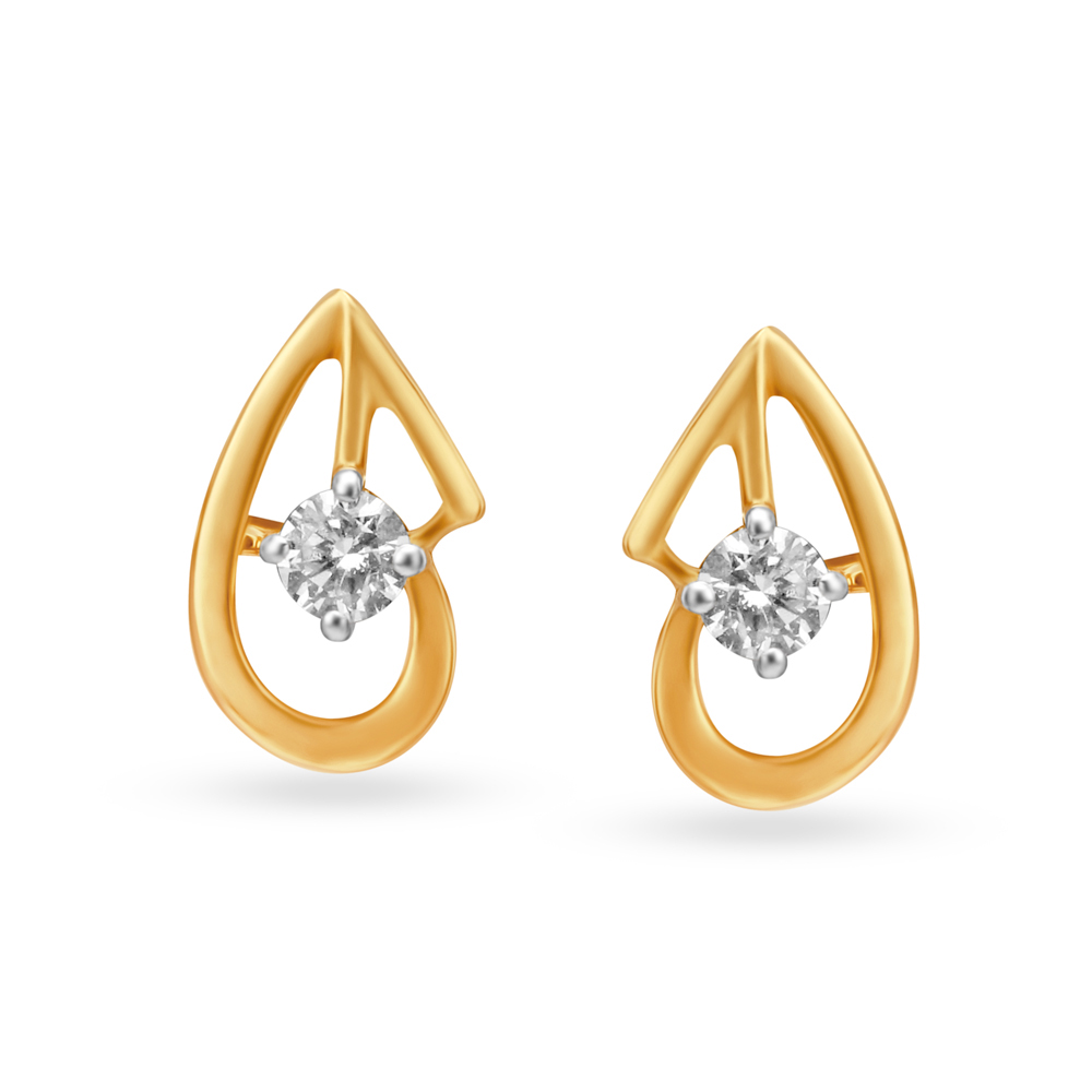 Half Heart Shape Diamond Stud Earrings