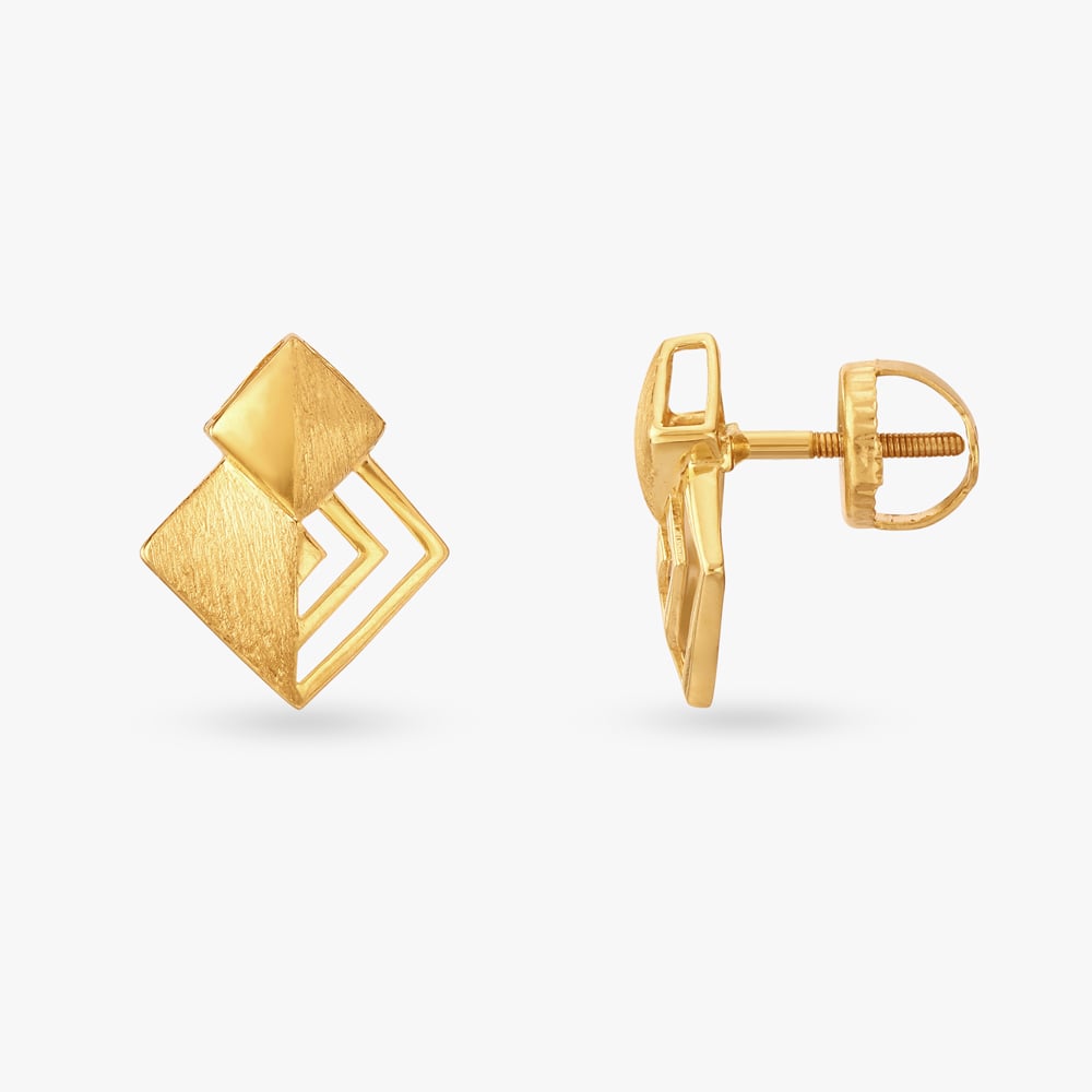 

Dimensional Gold Stud Earrings