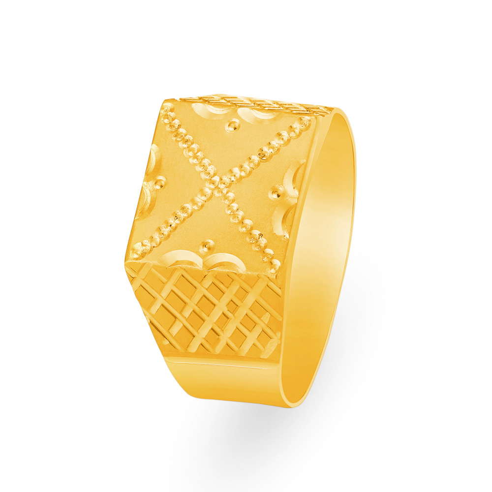 

Square Textured Mens Gold Finger Ring for Men