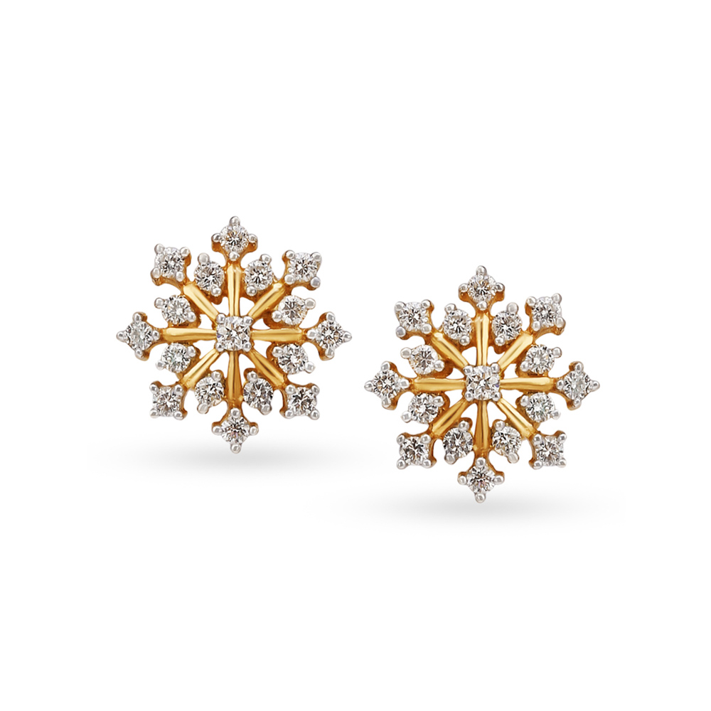 Serene Snowflake Nakshatra Diamond Stud Earrings