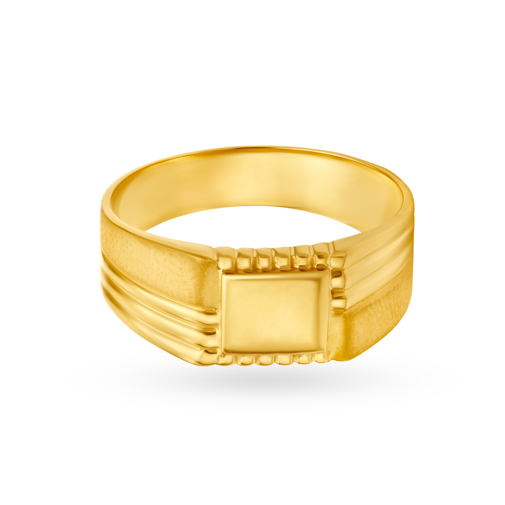 

Handsome 22 Karat Yellow Gold Textured Square Ring