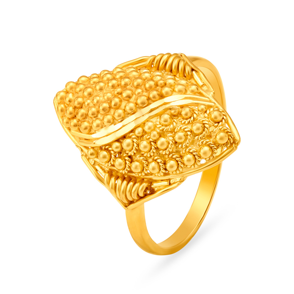 Exuberant Almond Shaped 22 Karat Gold Ring