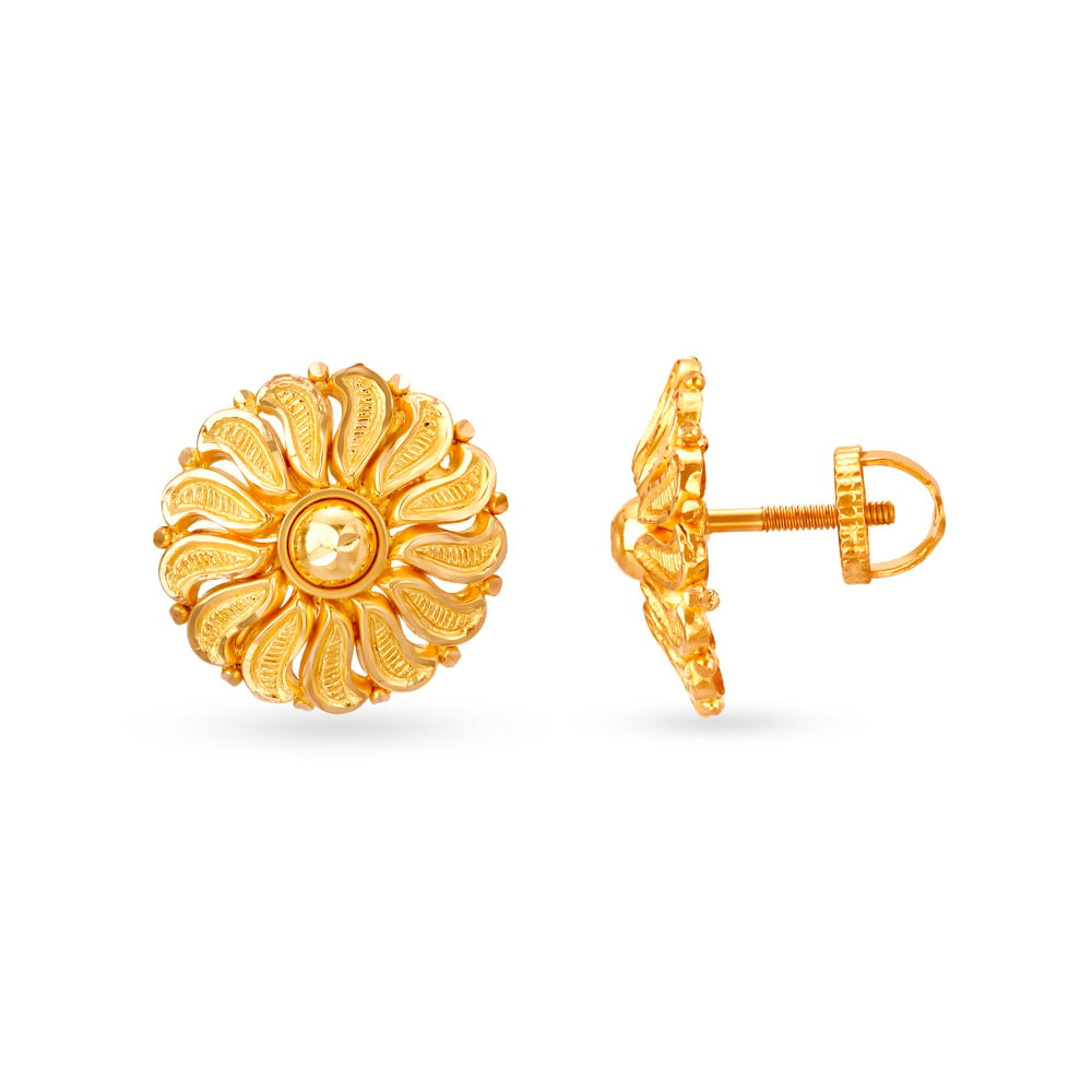 Floral Gold Stud Earrings