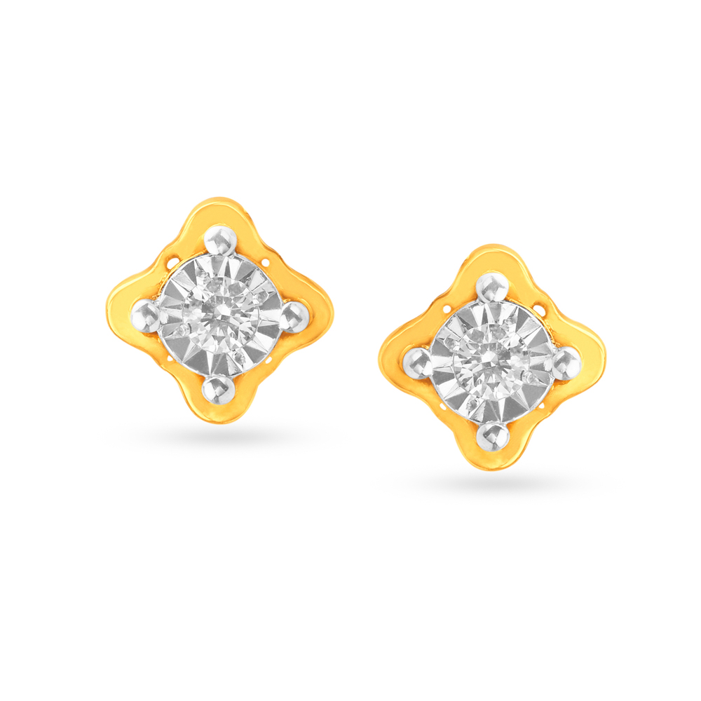 Fabulous 18 Karat Yellow Gold Square Stud Earrings