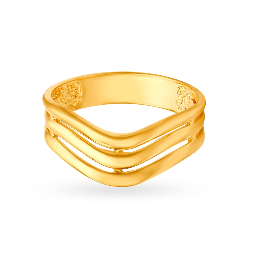 

Stylish 22 Karat Yellow Gold Wave Patterned Finger Ring