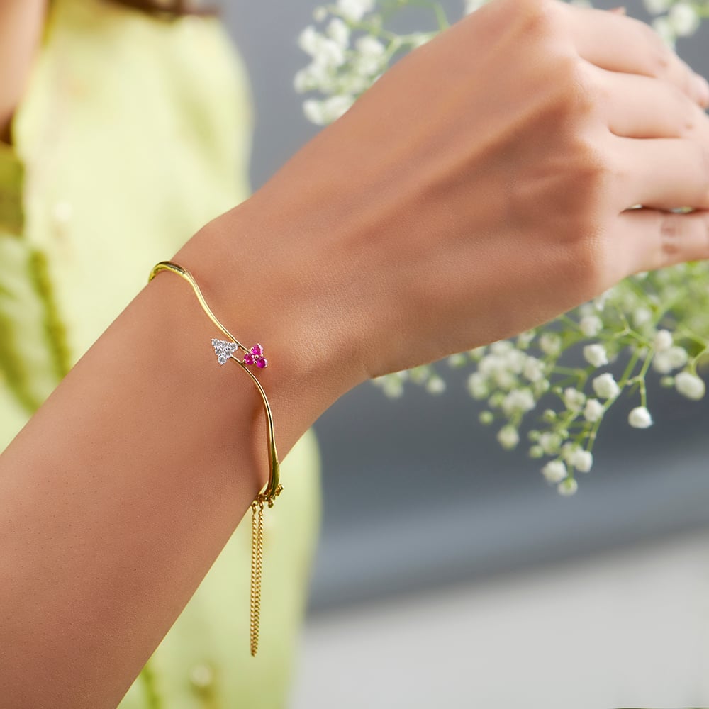 

Floral Ruby and Diamond Gold Bangle