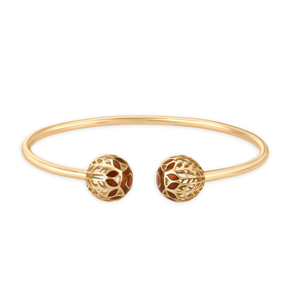 Floral Gold Beaded Mesh Bangle