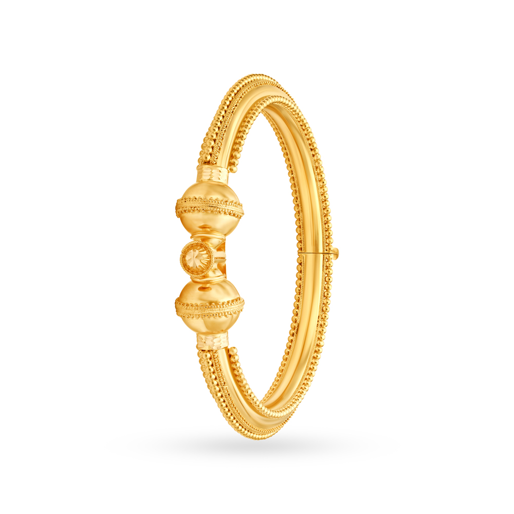 

Magnificent Yellow Gold Beaded Bangle