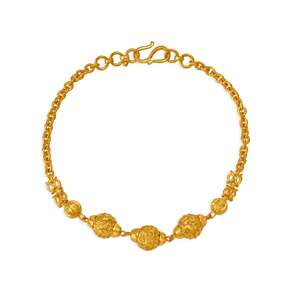 Spherical Stamping Traditional Gold Bracelet