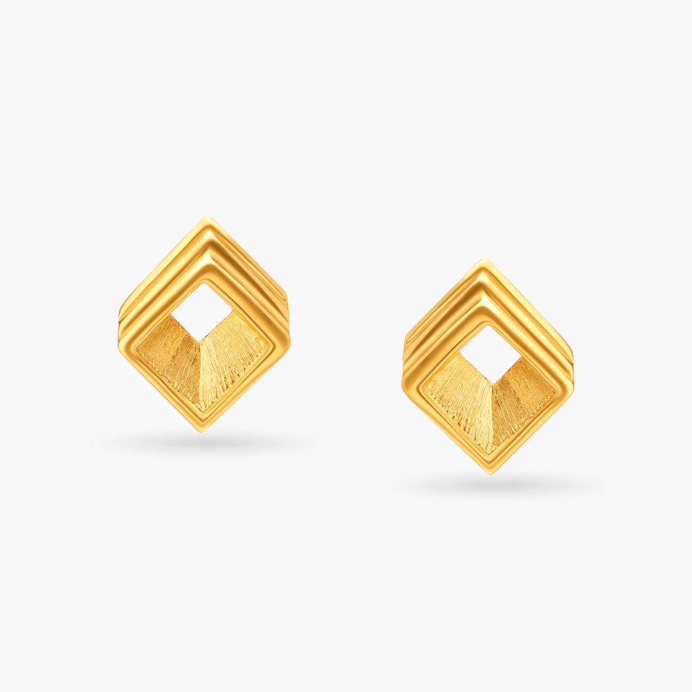 Unique Square Shaped Gold Earrings - All Jewelry | Red Dress