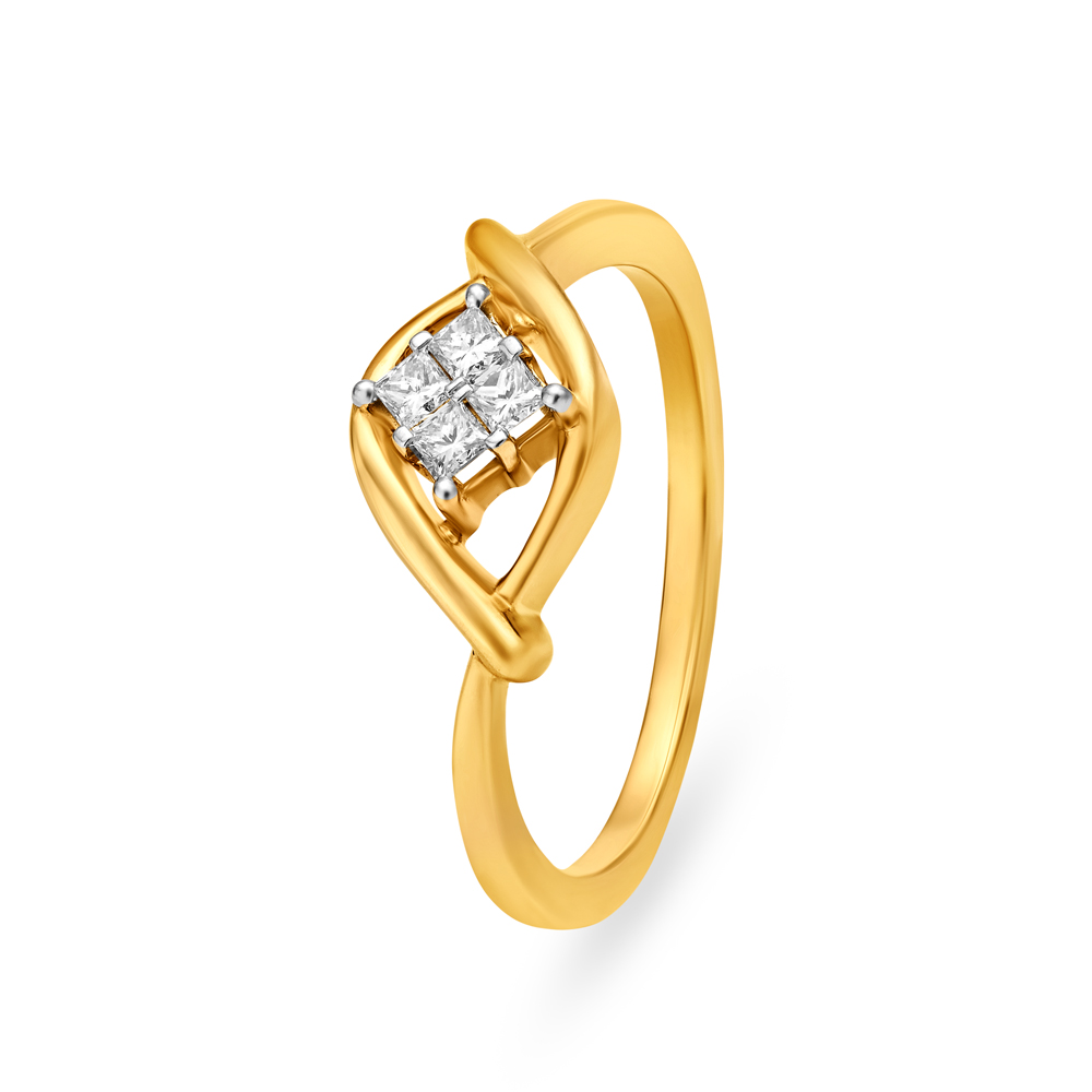 

Charming 18 Karat Yellow Gold And Diamond Leaf Ring