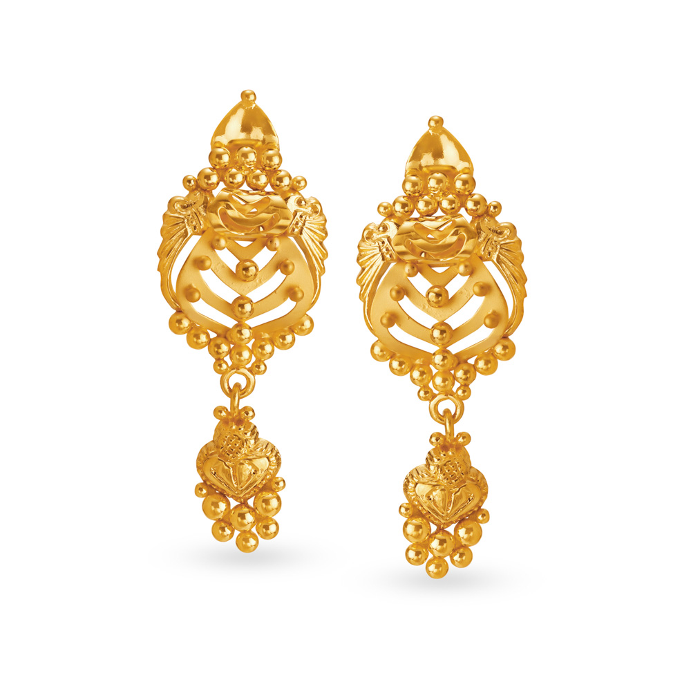 Royal 22 Karat Yellow Gold Beaded Drops