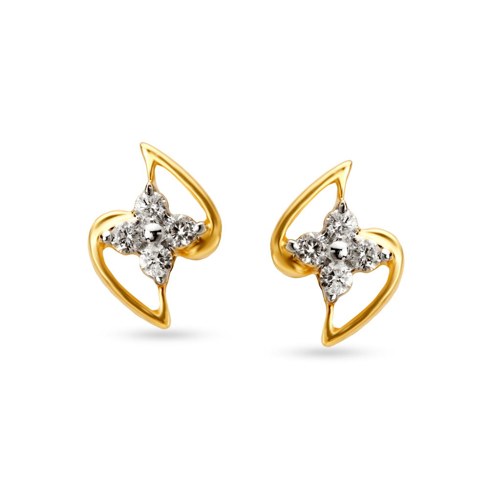 Floral Artistic Diamond Stud Earrings