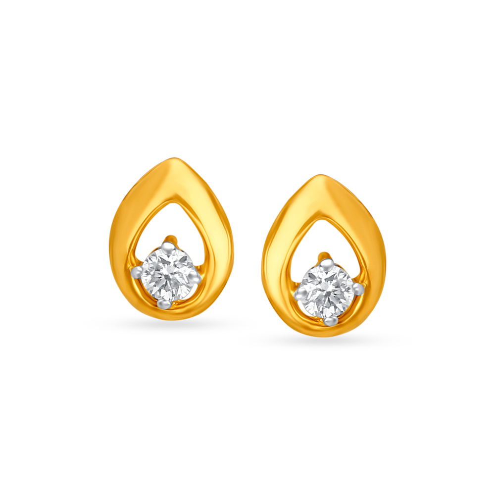 Dainty Bud Shaped Diamond Stud Earrings