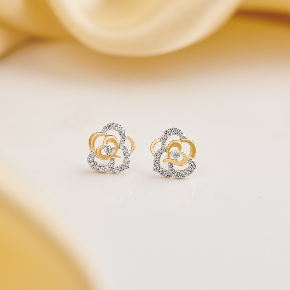 Fleur Sapphire and Diamond Stud Earrings