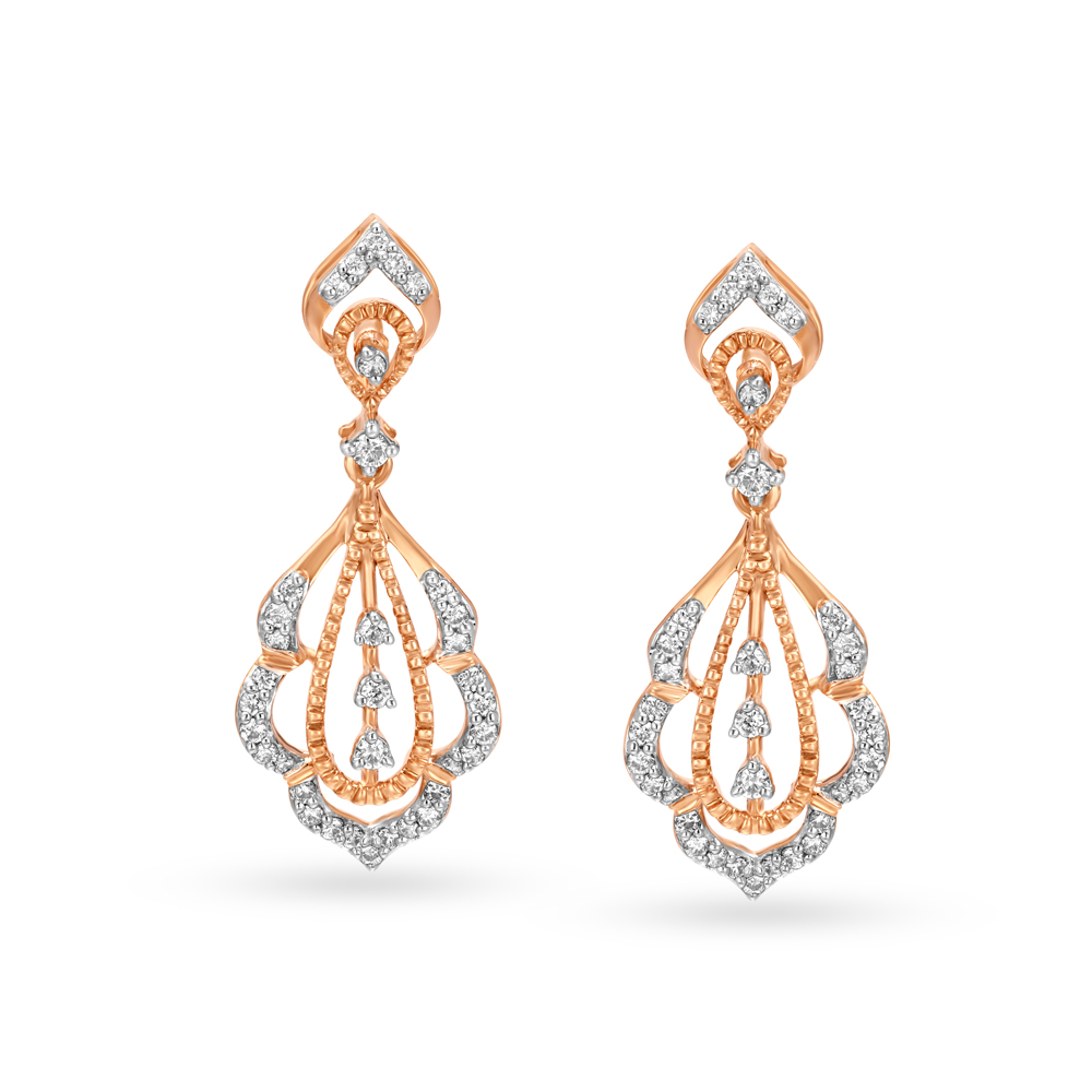 Celebrated 18 Karat Rose Gold And Diamond Earrings
