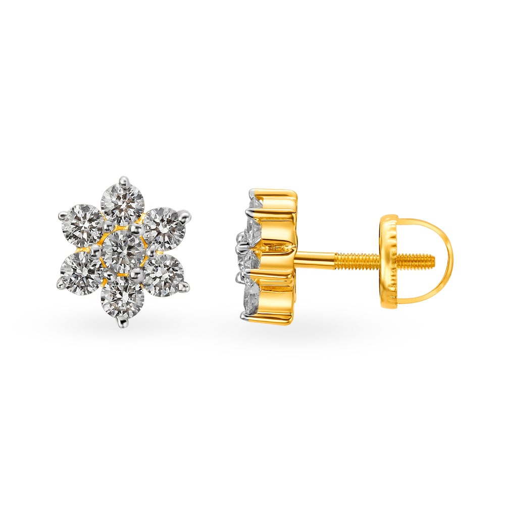 

Chic Seven Stone Floral Diamond Stud Earrings