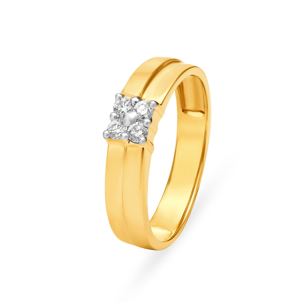 Pleasing 18 Karat Yellow Gold And Diamond Finger Ring