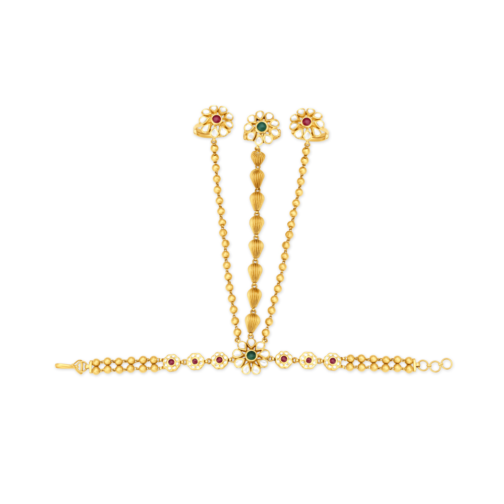 

Breathtaking Stone Studded Gold Haath Phool