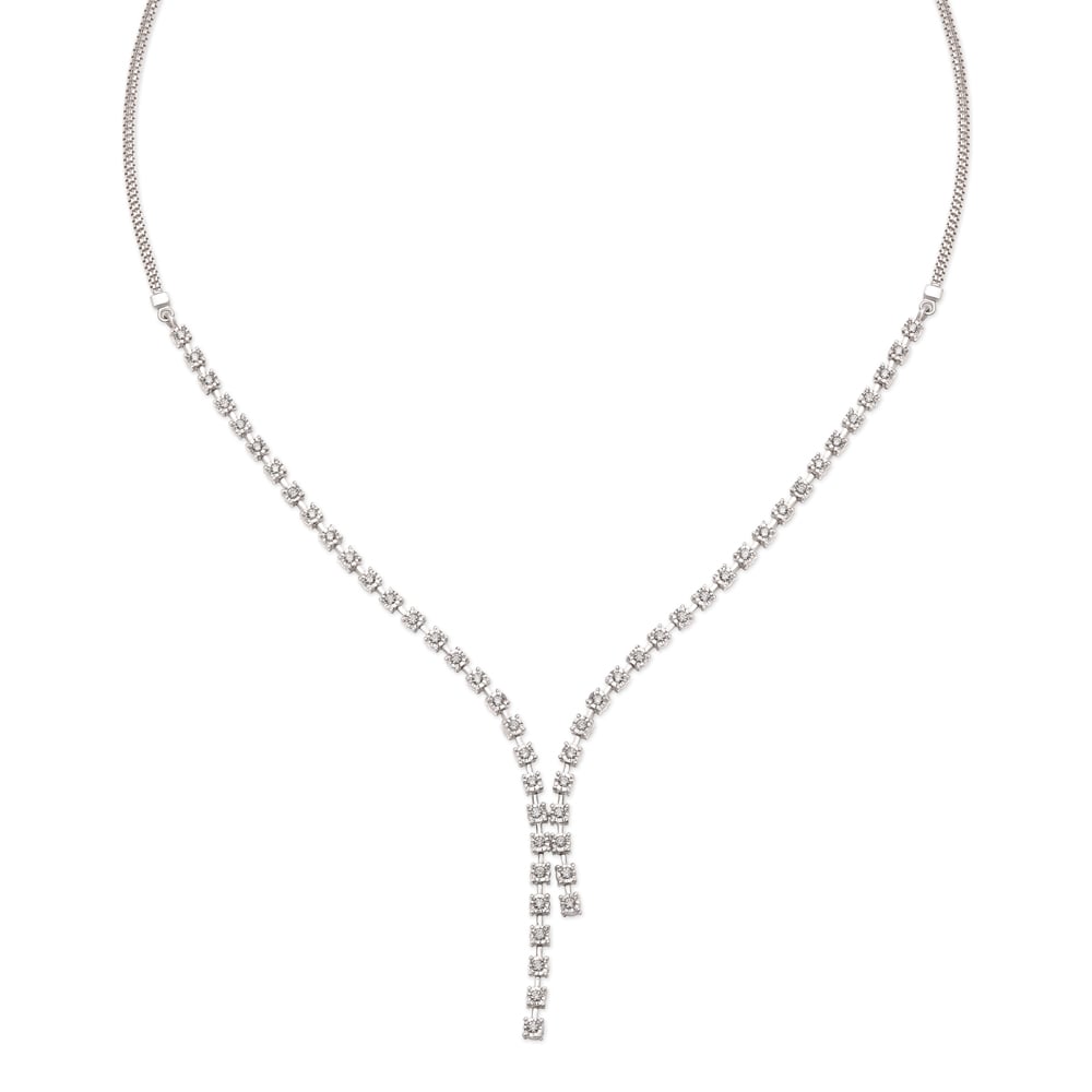 

Chic White Gold and String Diamond Necklace Set