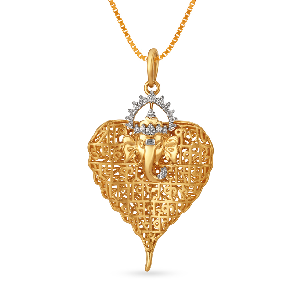 

Felicitous 18 Karat Yellow Gold And Diamond Ganesha Pendant