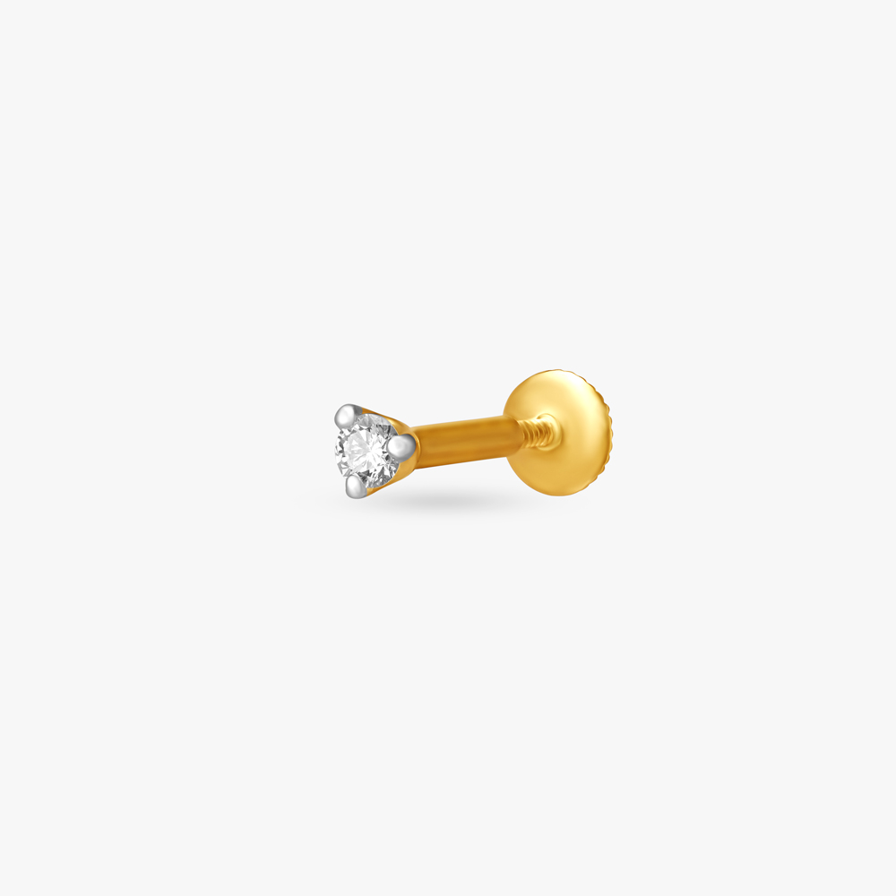 

Dainty Gold and Diamond Nose Pin