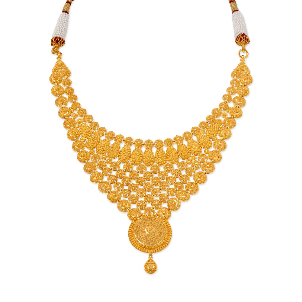 Stunning Grand Floral Gold Necklace