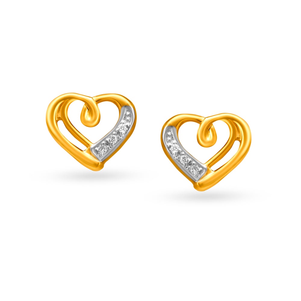 Fancy Heart Design Diamond Stud Earrings