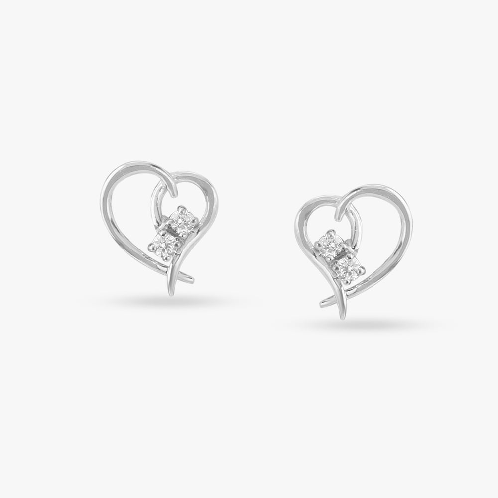 Heart Diamond Stud Earrings