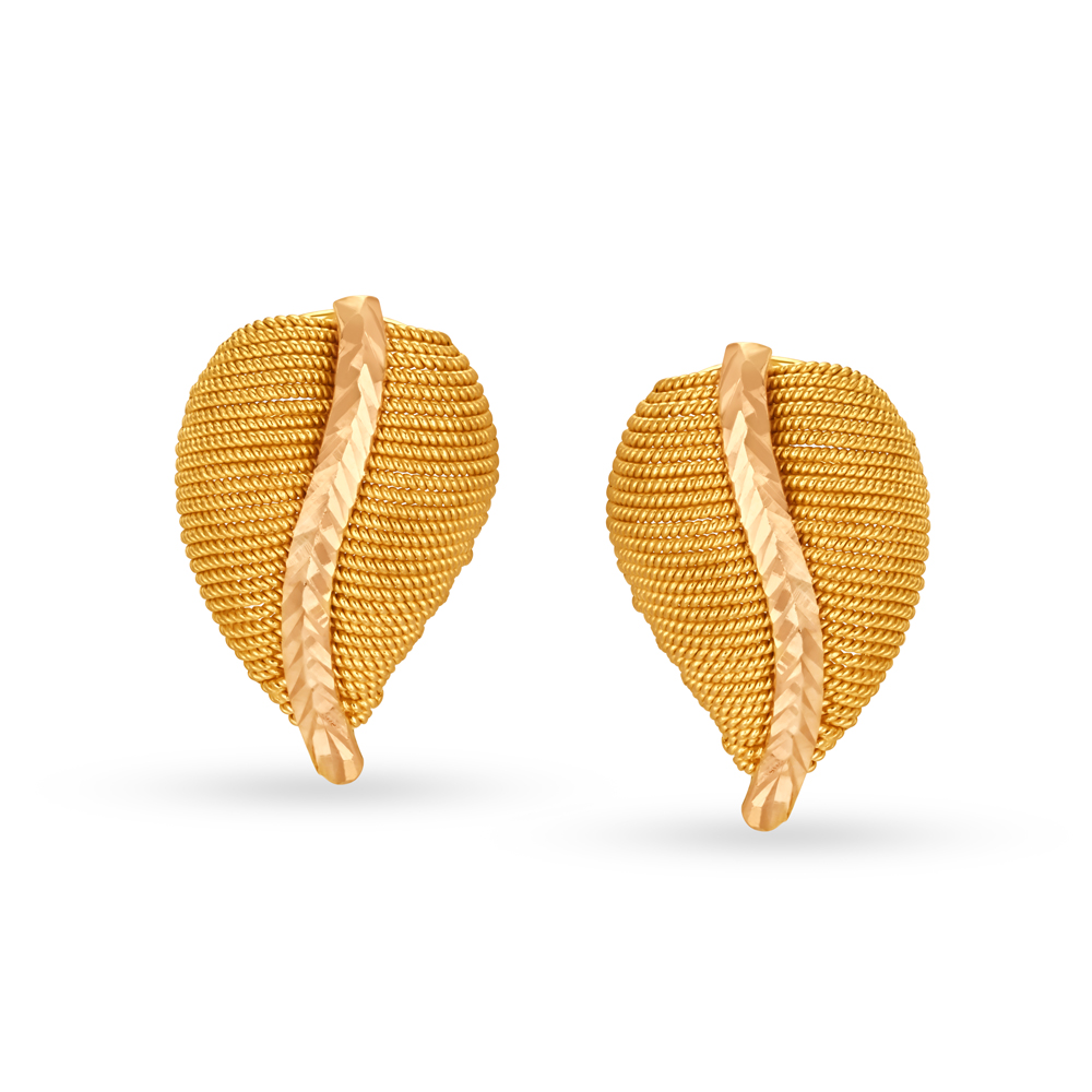 

Mutifaceted 22 Karat Yellow Gold Studs In Dual Tone