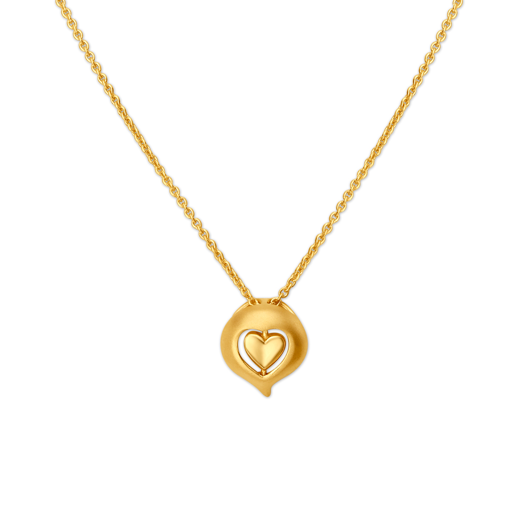 Rotatable Heart Gold Pendant with Chain for Kids