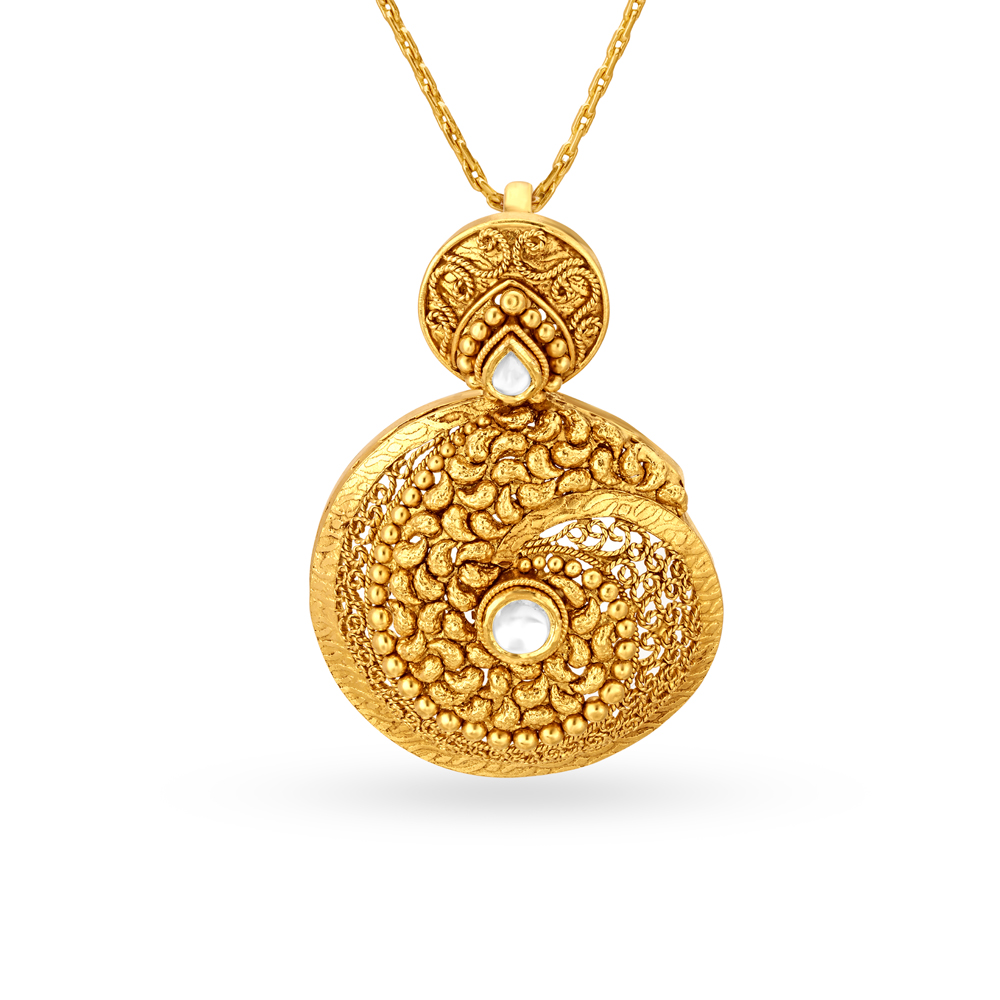 

Quaint 22 Karat Yellow Gold And Stone Pendant