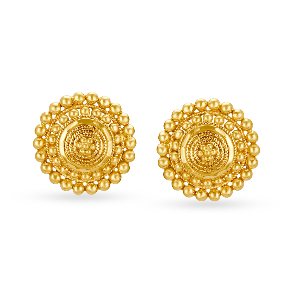 

Appealing 22 Karat Yellow Gold Beaded Circular Stud Earrings