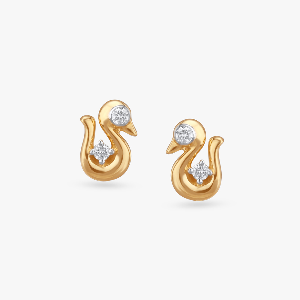 

Swan Princess Diamond Stud Earrings For Kids