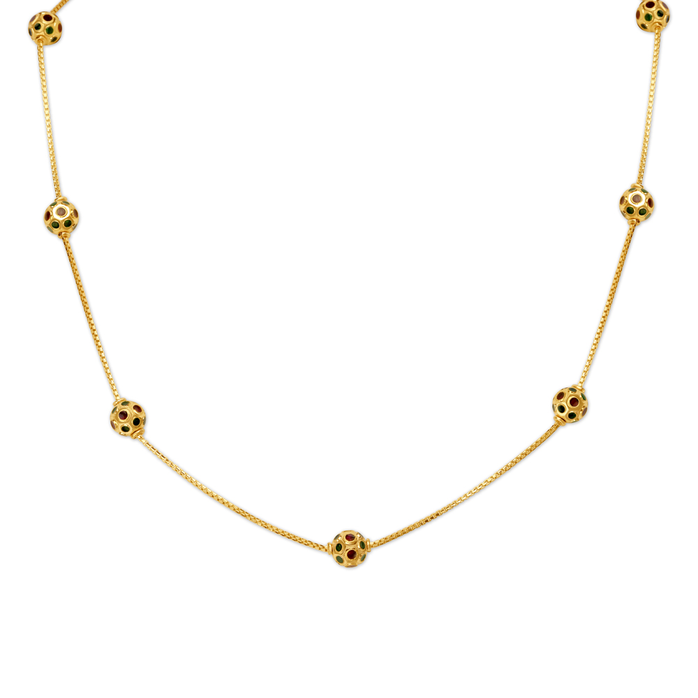 Modern Coloured Enamel Bead Gold Chain