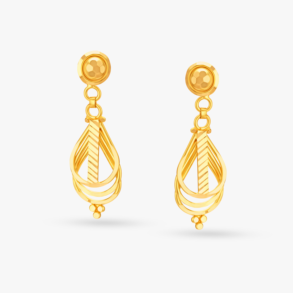 Contemporary Layered Gold Drop Earrings