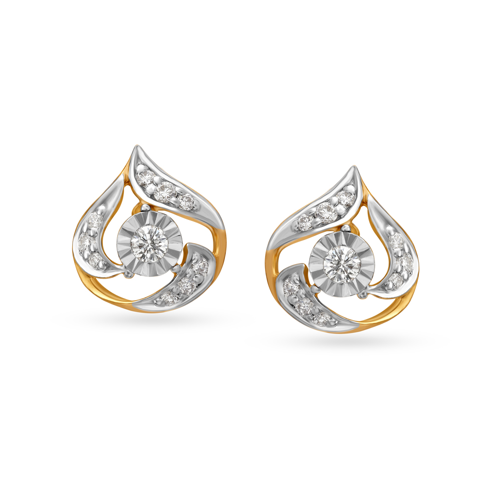 Stylish Carved Gold Stud Earrings