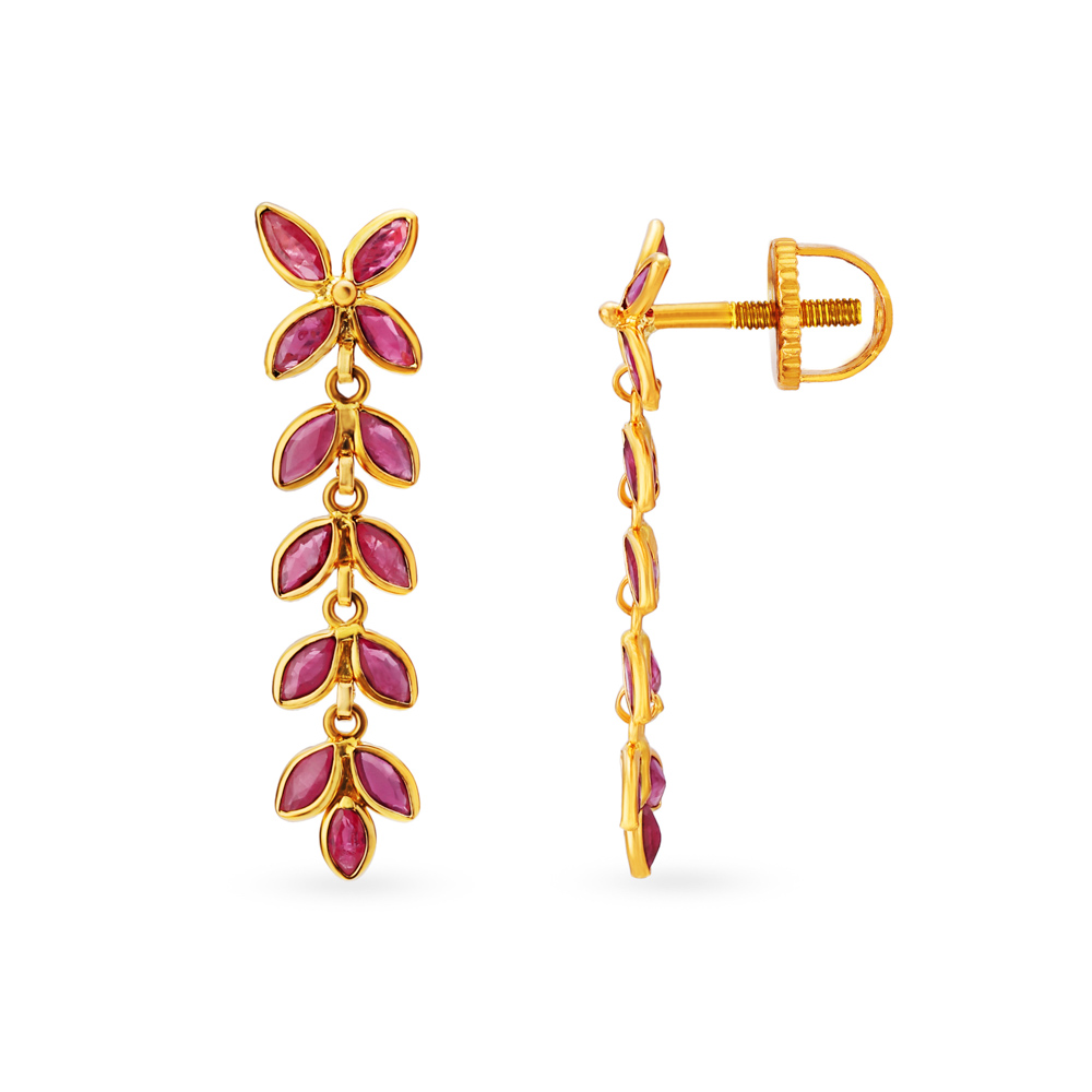 

Blooming Ruby Vine Drop Earrings