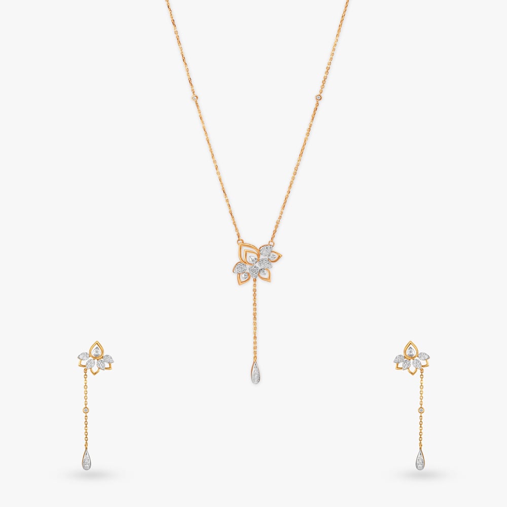 

Lotus Cascade Diamond Necklace Set